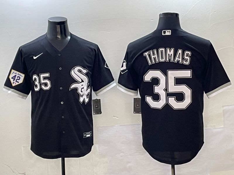 Men Chicago White Sox #35 Thomas Black Game 2025 Nike MLB Jersey style 2
